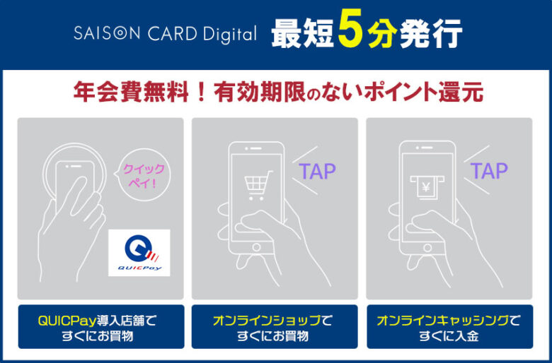 セゾンカードデジタルは最短5分で発行