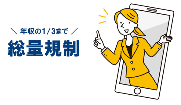 貸金業法である「総量規制」を絶対に守る必要があり、年収の1/3を超えて貸し付けることできないようになっています。
